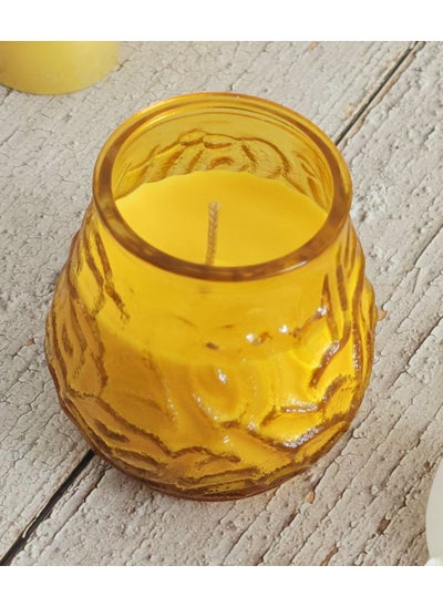 Buy Citronella Glass Jar Candle - Yellow | Mosquito Repellent Candle with 50-60hrs burn time | Natural Ingredients | for Cafes, Restaurants, Home, Indoor and Outdoor, Gifting in UAE