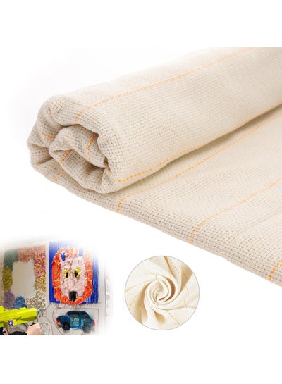 Buy Tufting Cloth for DIY Rug-Punch Tufting Gun, 100 x 100 cm Large Monk's Cloth with Marked Lines, Ideal for Tufting Gun & Punch Needle Projects, Fabric for Precision Overlocking and Tufting in Saudi Arabia