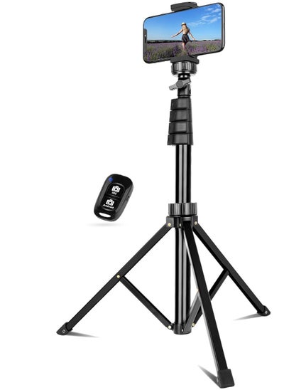 Buy Selfie Stick Tripod, 62" Extendable Tripod Stand with Bluetooth Remote for Cell Phones, Heavy Duty Aluminum, Lightweight in UAE