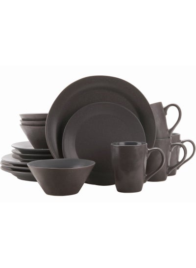 Buy SOLLY 16-Pieces Stoneware Dinnerware Set, Dinner Set, Kitchen Dinnerware Ceramic Crockery Set, Dinner Service Set for 4, Include 26.5cm Dinner Plate, 20.3cm Plate, Cereal Bowl and Mug in UAE