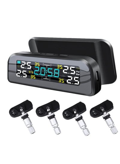 اشتري Tire Pressure Monitoring System Solar Tire Pressure Monitor System Universal Wireless Car Alarm Waterproof External Sensors for Rv Trailer Car في السعودية