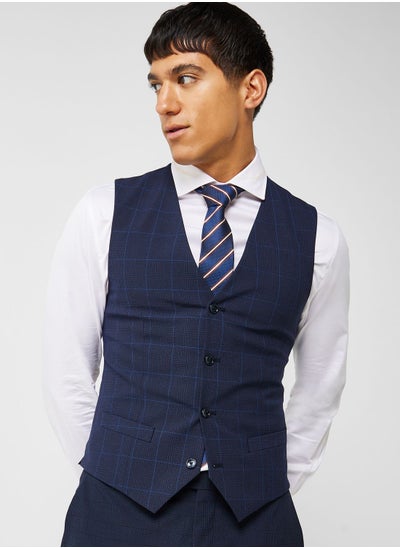 Buy Checked Slim Fit Vest Coat in Saudi Arabia