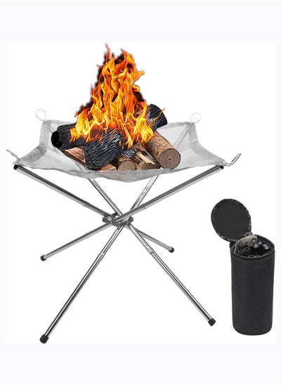 Buy Portable Fire Pit Camping Fire Pit Foldable, Steel Mesh Fire Pits Fireplace for Camping, Patio, Backyard and Garden in Saudi Arabia