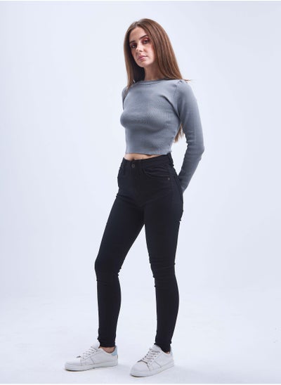 Buy High-Waist Black Gabardine Skinny Pants. in Saudi Arabia