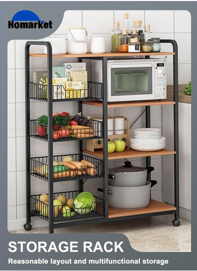 Buy 5-Tier 4 Basket Kitchen Storage Shelf Microwave Oven Stand Rack Spice Organizer with Wheels Baker Storage Rack for Home Hotel Living Room Bathroom Office Fruit Vegetables 130x90x30cm in UAE