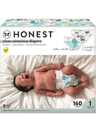 اشتري Clean Conscious Diapers | Plant-Based, Sustainable | Above It All + Barnyard Babies | Super Club Box, Size 1 (8-14 lbs), 160 Count في الامارات