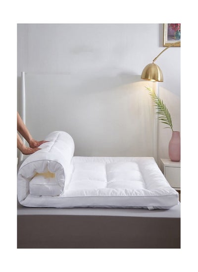 Buy Comfy Hotel Quality 180 X 200 X 10 Cm White Cotton Mattress Topper With Fiber Filling in UAE