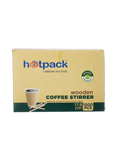 Buy Hotpack Disposable Eco Friendly Wooden Coffee Stirrer 17.8cm 1000-Pieces in UAE