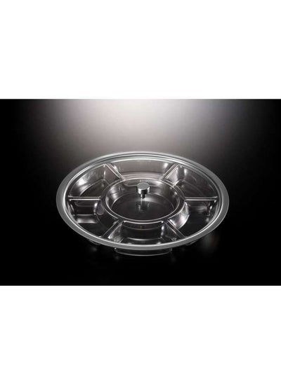 Buy Acrylic Serving Tray with 7 comp. 400  x H50 x T3mm - Silver Border in UAE