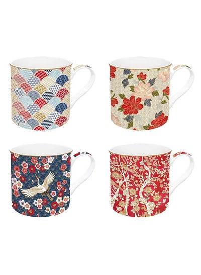 Buy Okinawa Porcelain Mug, Multicolour - 300 ml, Set of 4 in UAE