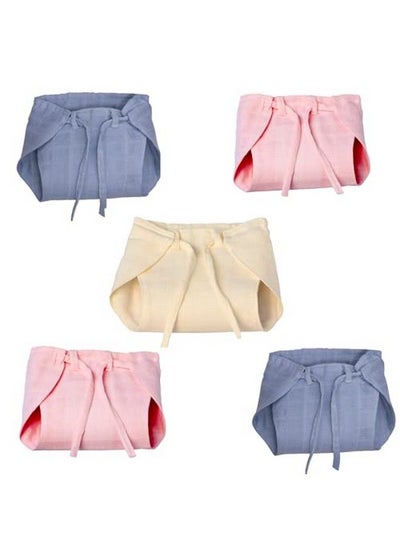 Buy Pure Cotton Newborn Baby Clothes Muslin Nappy Langot (Pack Of 5) in UAE