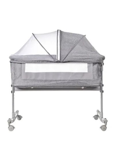 Buy 3 in 1 Baby Folding Crib Portable Cosleeping Bed With Adjustable Bedside And Sleeper Grey in Saudi Arabia