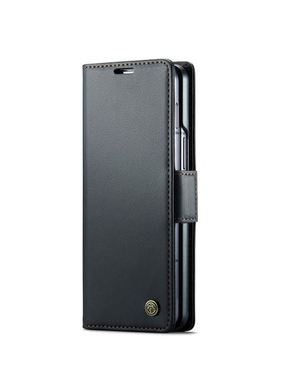 Buy Samsung Galaxy Z Fold 5 5G Leather Case Wallet Flip Cover Card Slots Magnetic Closure Stand Phone Holder Function Fold Shockproof Protective Full Protection Anti-drop Anti-scratch Accessory in Saudi Arabia