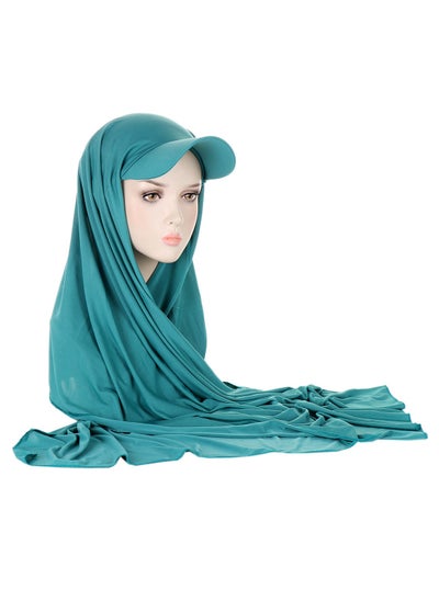 Buy Solid Color Womens Muslim Headscarf Hat With Brim in UAE