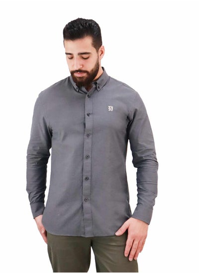 اشتري Men's  Shirt with Small Lion Embroidery Black في الامارات