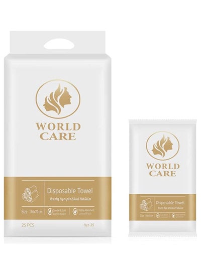 Buy World Care Disposable Towels, Size 70 * 140, 25 Pieces in Saudi Arabia