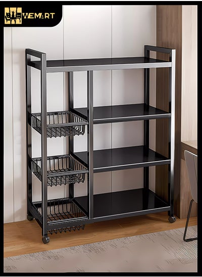 Buy 4-Tier Storage Rack with Sunken Mesh Basket, Large Capacity Shelving Unit, Freestanding Metal Rack, Easily Assemble Storage Rack for Garage Kitchen, Basement, Pantry in Saudi Arabia