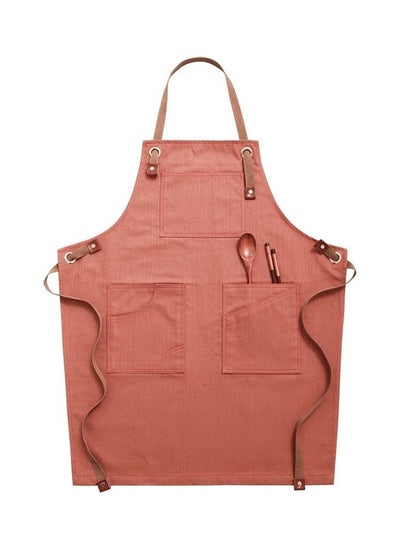 Buy Household Sleeveless Denim Apron For Children Red/Brown 57cm in Saudi Arabia