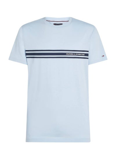 Buy Men's Central Chest Striped T-shirt - Cotton, Blue in Saudi Arabia