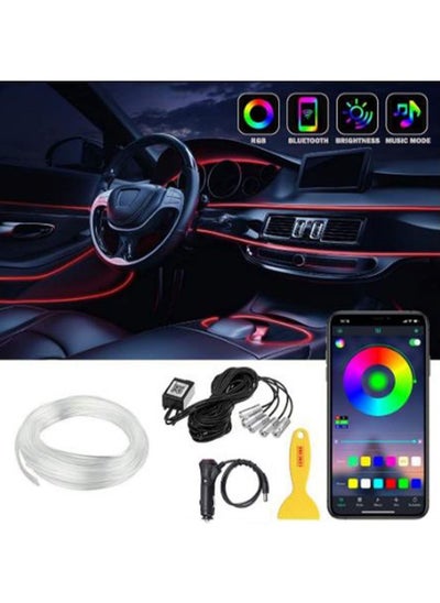 اشتري Car LED Strip Light,App Control 16 Million Color,5 in 1 with 6-meter Fiber Optic,Multi-Color Ambient Lighting Kits في الامارات