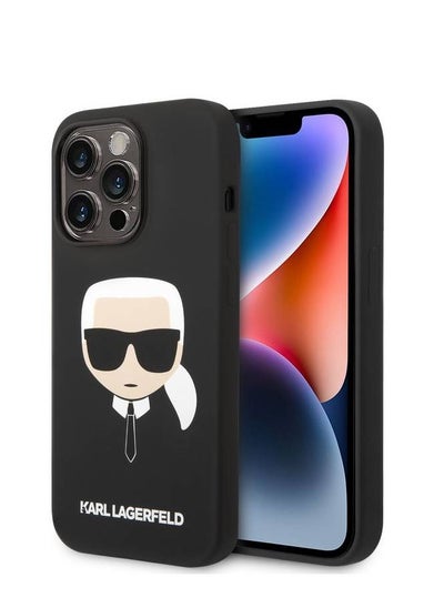 اشتري Silicone Case with Karl Head Logo Compatible With iPhone 14 Pro - Black في الامارات