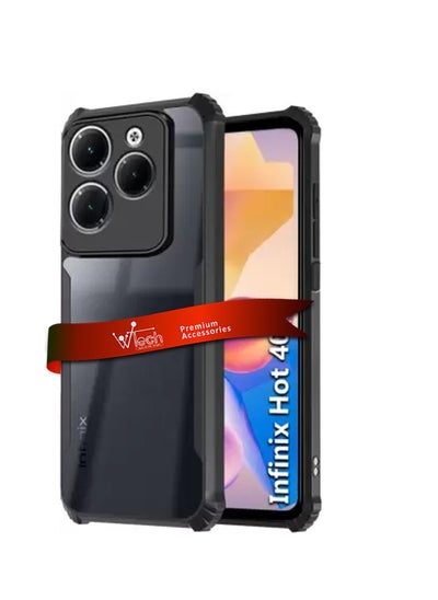 Buy Hybrid TPU Silicone With Raised Armour Bumpers Slim Case Cover For Infinix Hot 40 / Hot 40 Pro 4G 2023 Black in UAE