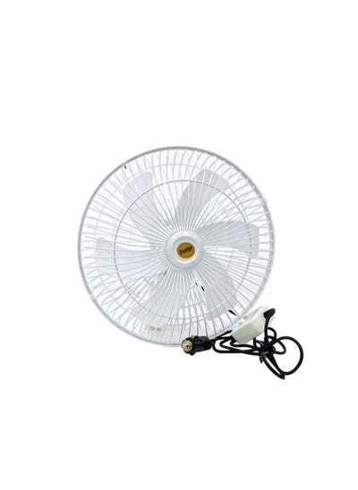 Buy Car fan 12 inch, 12 volt, white color, 6 blades, works on the car lighter in Egypt