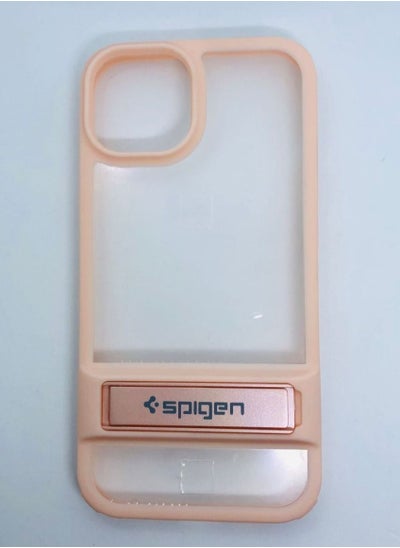 Buy Cover Protection 2 in 1 Transparent Back Cover With pink Edges With Back Rest For 13 Pro Max in Egypt