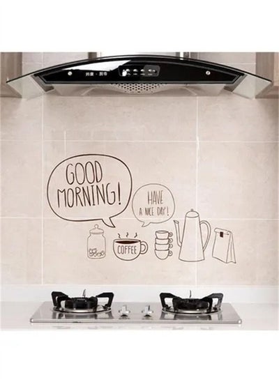 Buy ORiTi Good Morning Kitchen Wall Sticker Brown 60x90centimeter in UAE