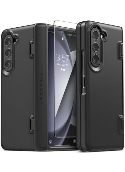 اشتري Simpli Fit Samsung Galaxy Z Fold 5 Case Cover With Hinge Protection And Front Screen Protector - Matte Black في الامارات