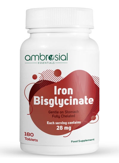 Buy Iron Bisglycinate 28mg High Strength Iron Tablets High Absorption Iron Supplement for Tiredness and Fatigue for Women and Men Pack of 1-180 Veg Tablets in Saudi Arabia