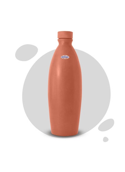 Buy Handmade Earthen Clay Designer Water Bottle Natural in UAE