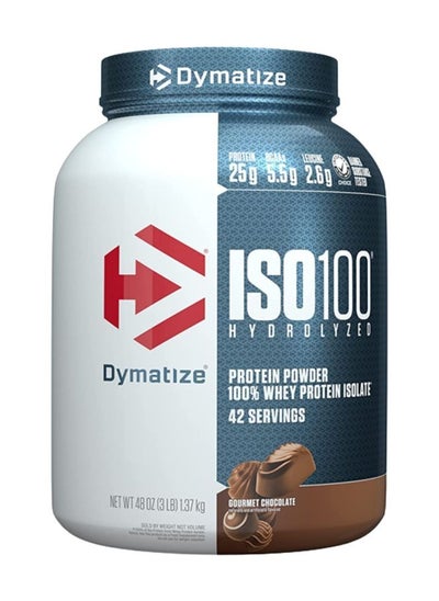 اشتري Dymatize ISO 100 Isolate Hydrolyzed 3lbs-Gourmet Chocolate في الامارات