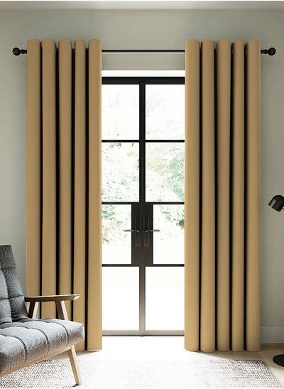 Buy Amali Blackout curtains 2 Panels for living room Decor or bedroom window, noise reduction and light blocking with 20 Grommets in 2 panels long 274cm and 127cm in width Brown Curtains (Brown) in UAE