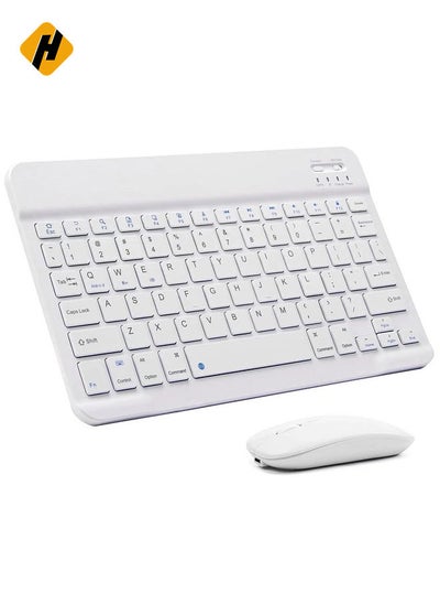 Buy Wireless Keyboard|Mouse, Bluetooth Wireless Rechargeable Keyboard with Charging Cable, Ultra Thin Keyboard for iPad Smartphone Computer, Compatible with Android/iOS/Windows/Mac System-Blue in UAE