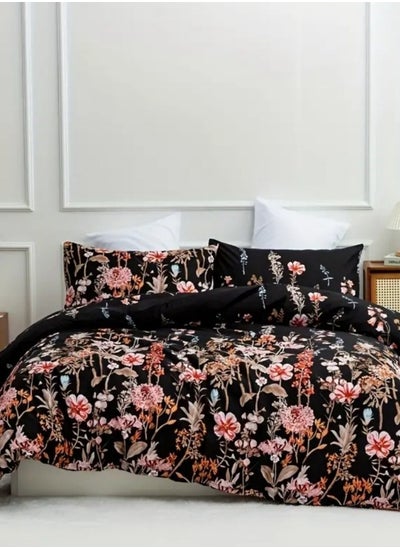 Buy 6 pieces, duvet cover set, black color floral design. in UAE