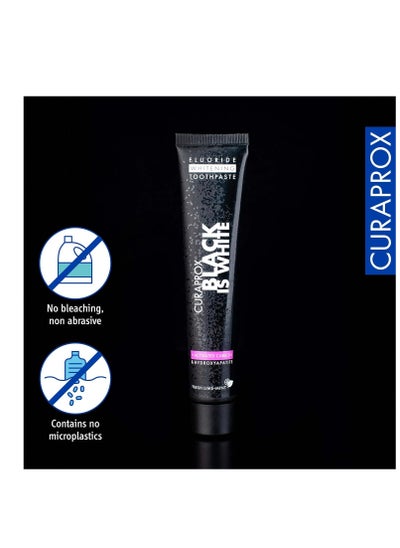 Buy Curaprox, Black Is White, Teeth Whitening Toothpaste, with Activated Charcoal, 90 ml in Saudi Arabia