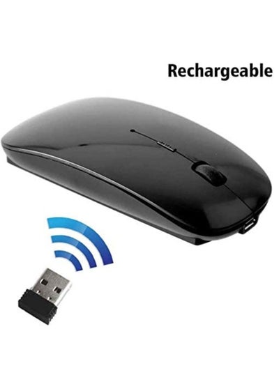 اشتري Ntech Rechargeable Dual Mode Wireless Mouse Bluetooth 2.4 GHz with USB Unifying Mini Receiver Multi-Device Optical Tracking Silent Mice for Mac PC MacBook iPad Android iOS Windows في الامارات