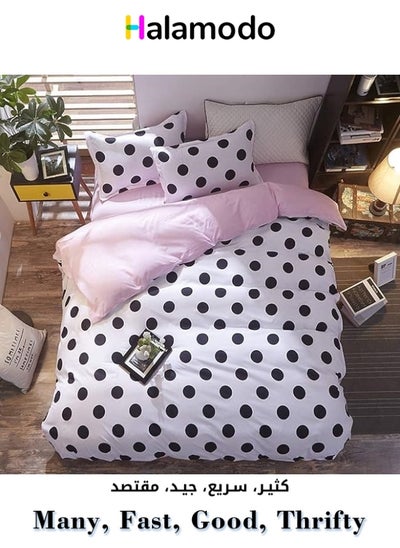 Buy 4-Piece Gorgeous Polka Dot Print Design Duvet Reversible Cover Set Cotton Material Queen in Saudi Arabia