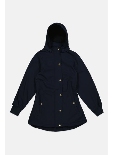 Buy Kids Girl Solid Long Sleeve Fleece Softshell Jacket, Dark Navy in UAE