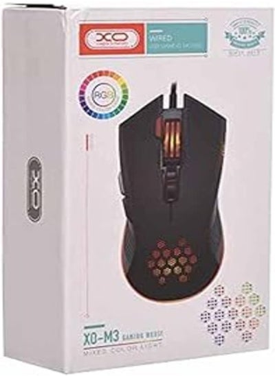 Buy XO XO-M3 Wired Gaming Mouse With Digital Design And Lights USB Set Of 2 Pieces - Multi Color in Egypt