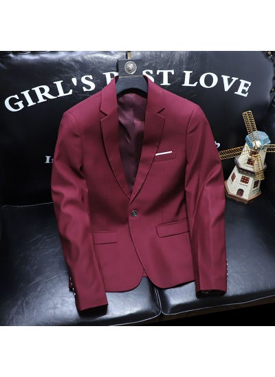 Buy Trendy Luxury Mens Blazer Slim Fit Light Blue wine red in Saudi Arabia