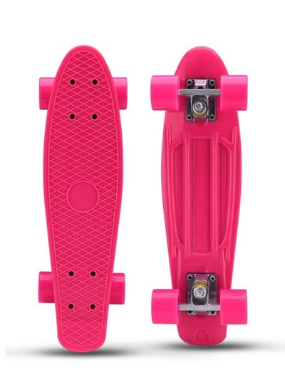 اشتري Cruiser Skateboard - 55cm Mini Skateboard for Beginners, Complete Classic Plastic Skateboard for Kids, Pink Skateboard with ABEC 7 Bearings and High Rebound PU Wheels في السعودية