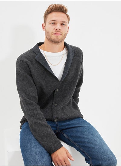 Buy Anthracite Regular Fit Collar Knitwear Cardigan TMNAW22HI0140 in Egypt