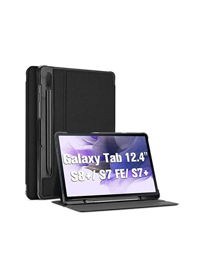 اشتري ProCase Case for Galaxy Tab S8 Plus/S7 FE/S7 Plus 12.4" with S Pen Holder, Slim Stand Protective Folio Smart Cover for Samsung Galaxy X800 X806 T730 T733 T736 T738 T970 T975 T976 T978 -Black في السعودية