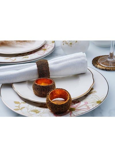 Buy 4-Piece Fiesta Beaded Napkin Ring Gold in UAE