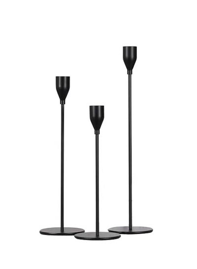 Buy Matte Black Candle Holders Set of 3 for Taper Candles, Decorative Candlestick Holder for Wedding, Dinning, Party, Fits 3/4 inch Thick Candle&Led Candles (Metal Candle Stand) in UAE