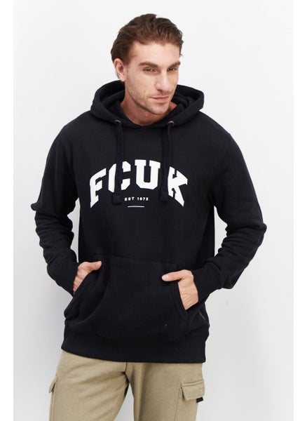 Buy Men Brand Logo Hooded Fleece Sweatshirt, Marine/White in UAE