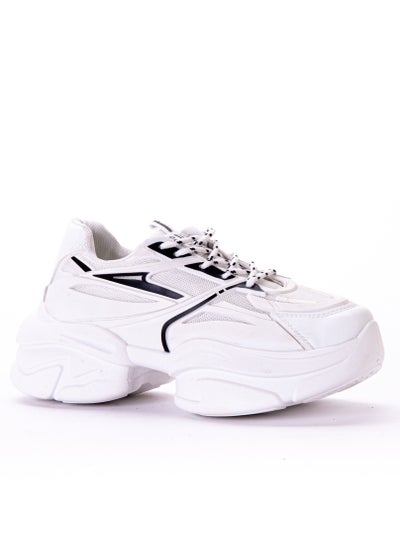 Buy KO-83  Leather Sneakers With A Beautiful Sole - White Black in Egypt