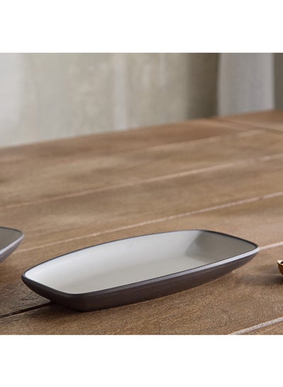 Buy Home Box Mocha Mist 2-Tone Oval Melamine Serving Platter 25.4 x 3.14 x 12.44 cm in UAE